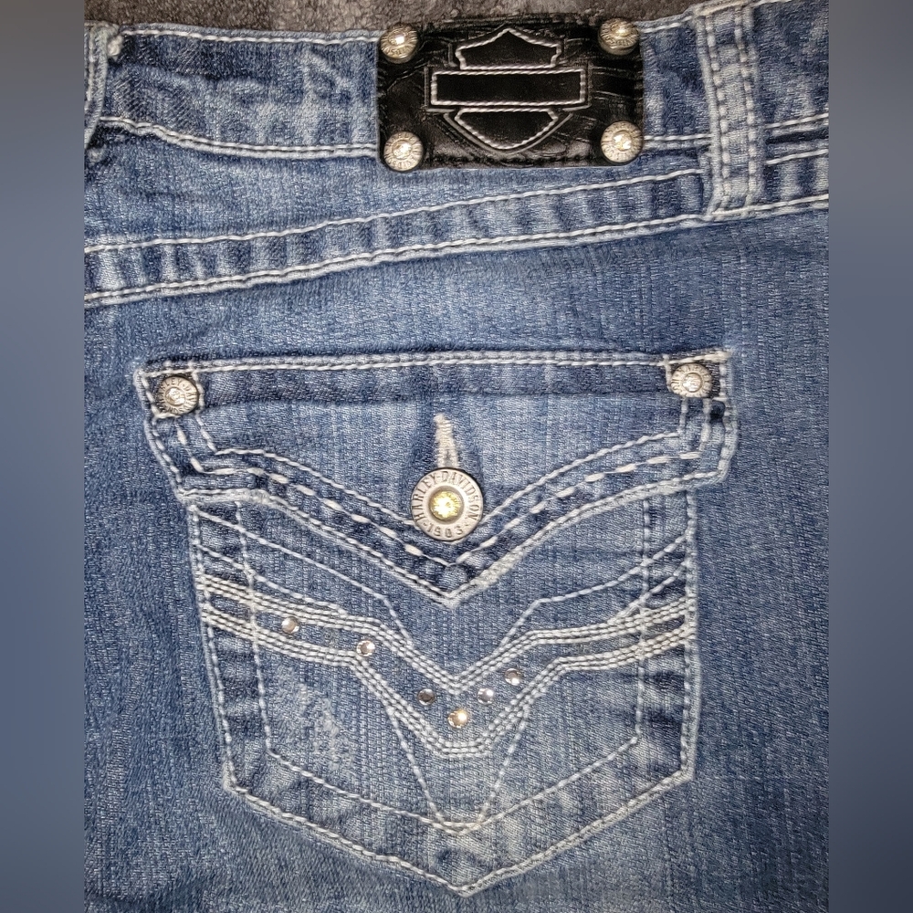 Harley-Davidson Women's Denim Straight Leg Jeans - Picture 8 of 14